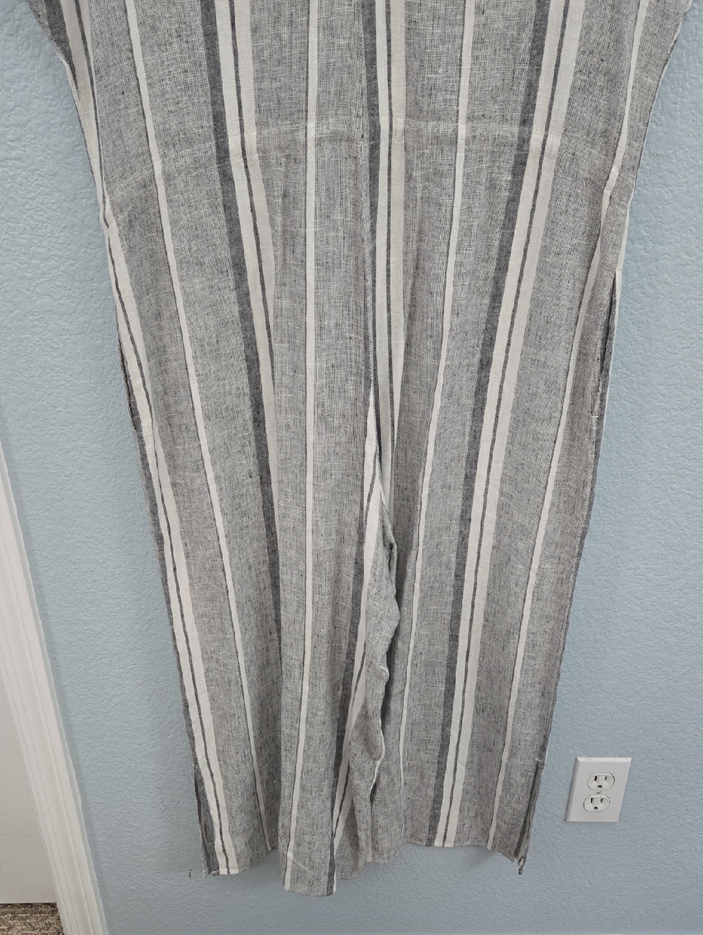 ANTHROPOLOGIE Cloth & Stone Linen Blend Jumpsuit Wide Leg Tie Waist Sz Large - Picture 7 of 12